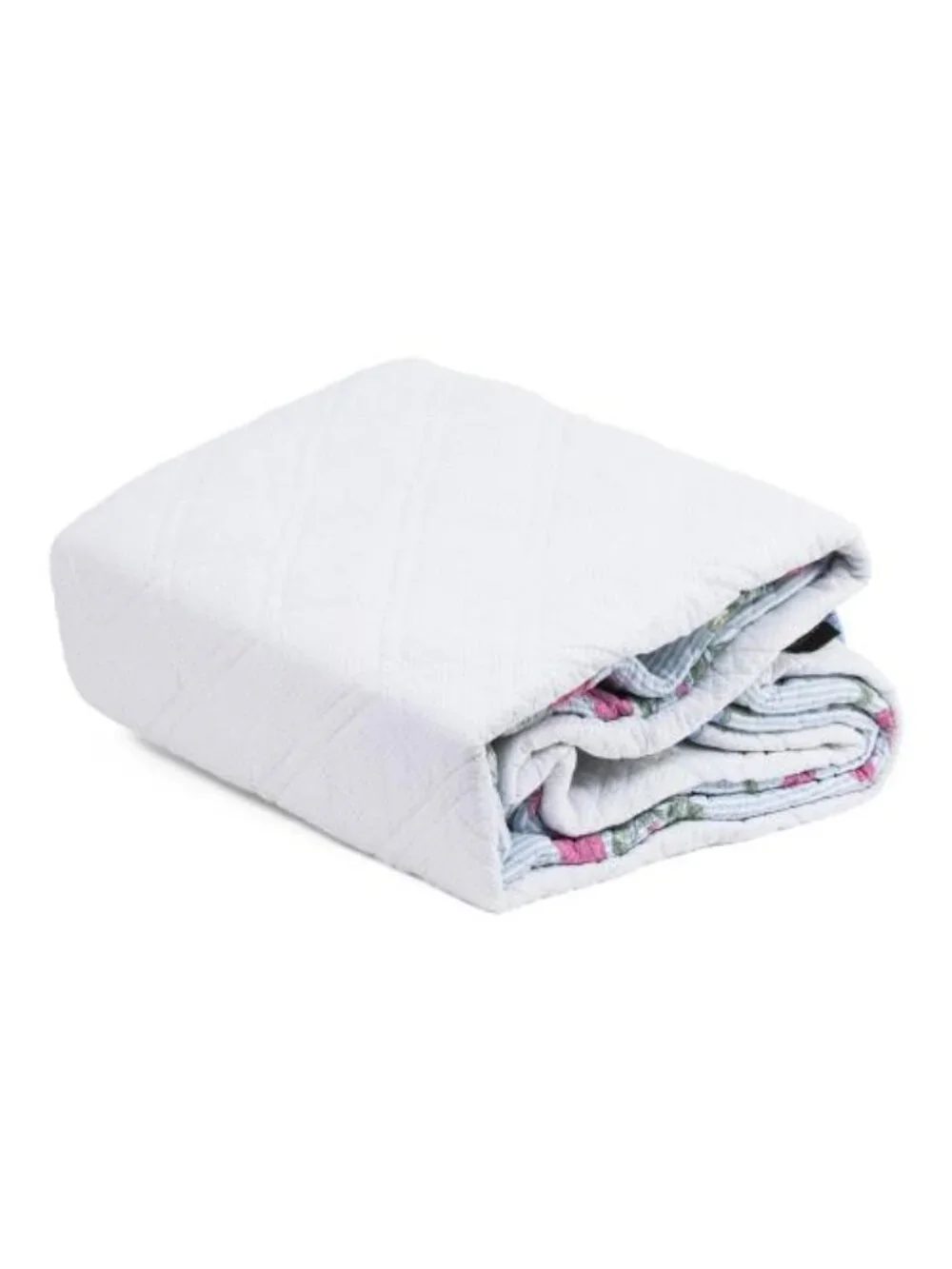 RACHEL ZOE Cotton Striped Reversible Floral To Dot Quilt Set